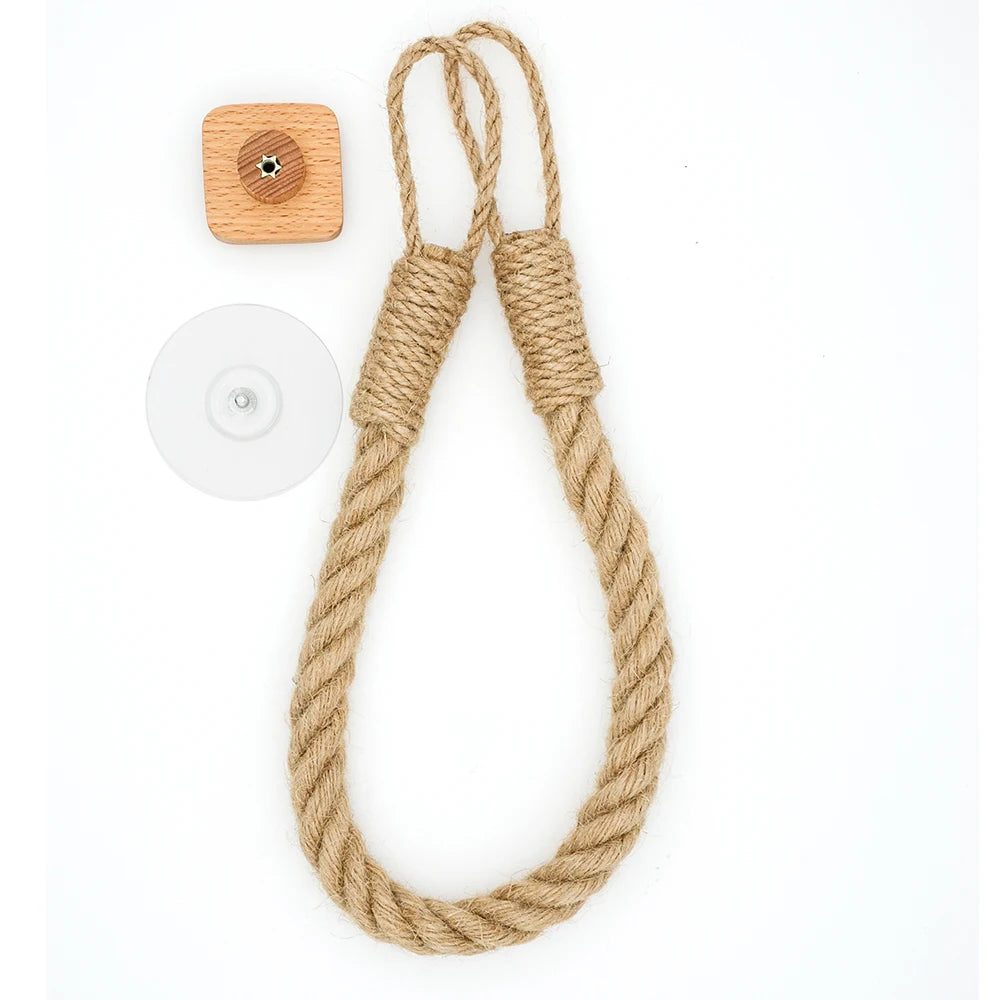 Adhesive Hemp Paper Towel Holder – Wall Mounted Rack for Bathroom Storage
