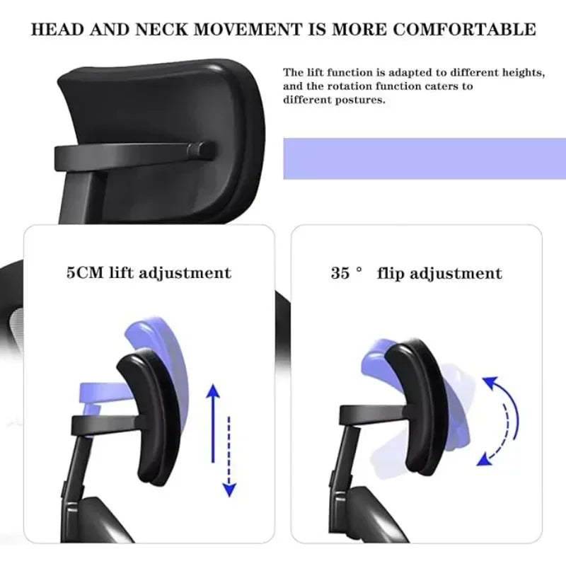 Adjustable Fabric Office Chair Headrest – Ergonomic Neck Support for Work