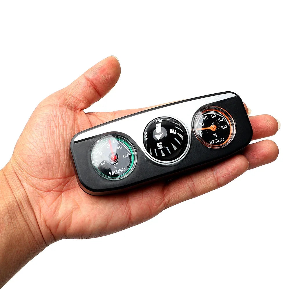 3-in-1 Dashboard Guide Ball – Compass Thermometer Hygrometer for Auto and Boat
