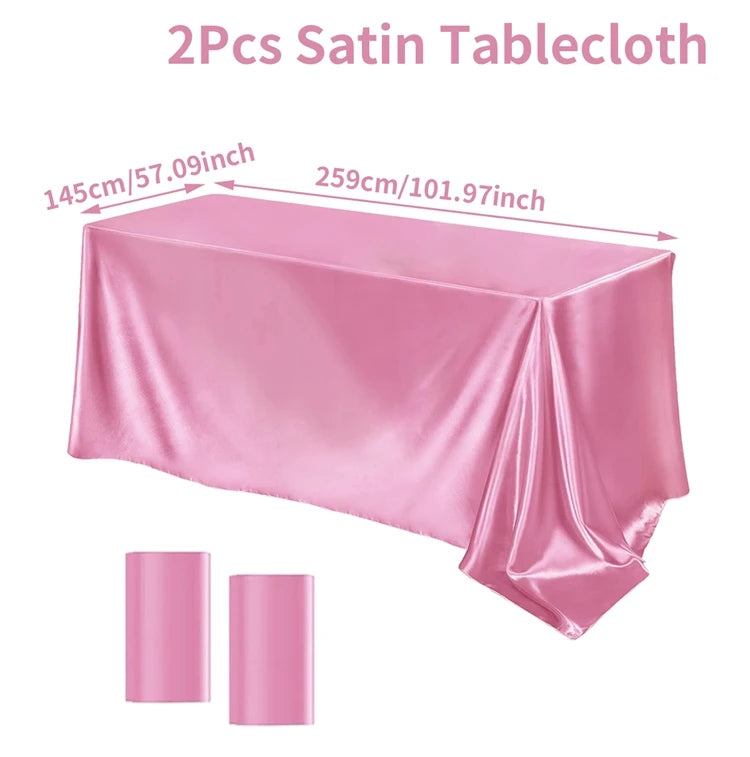 Satin Rectangle Tablecloth – Smooth Solid Color Cover for Wedding Parties