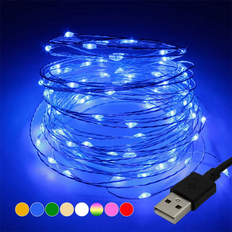White LED String Lights – 20M Waterproof Copper Wire for Christmas Decor