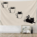 Black Cat Teacup Wall Hanging – Decorative Art for Bedroom Living Room Decor