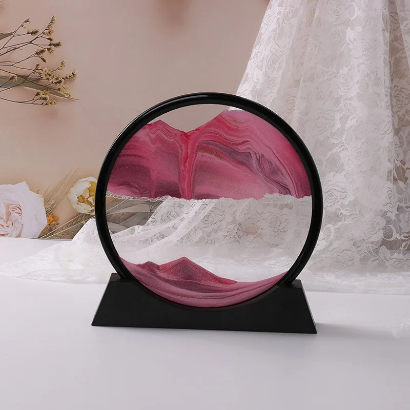 3D Moving Sand Art Frame – Dynamic Liquid Hourglass for Office Home Decor