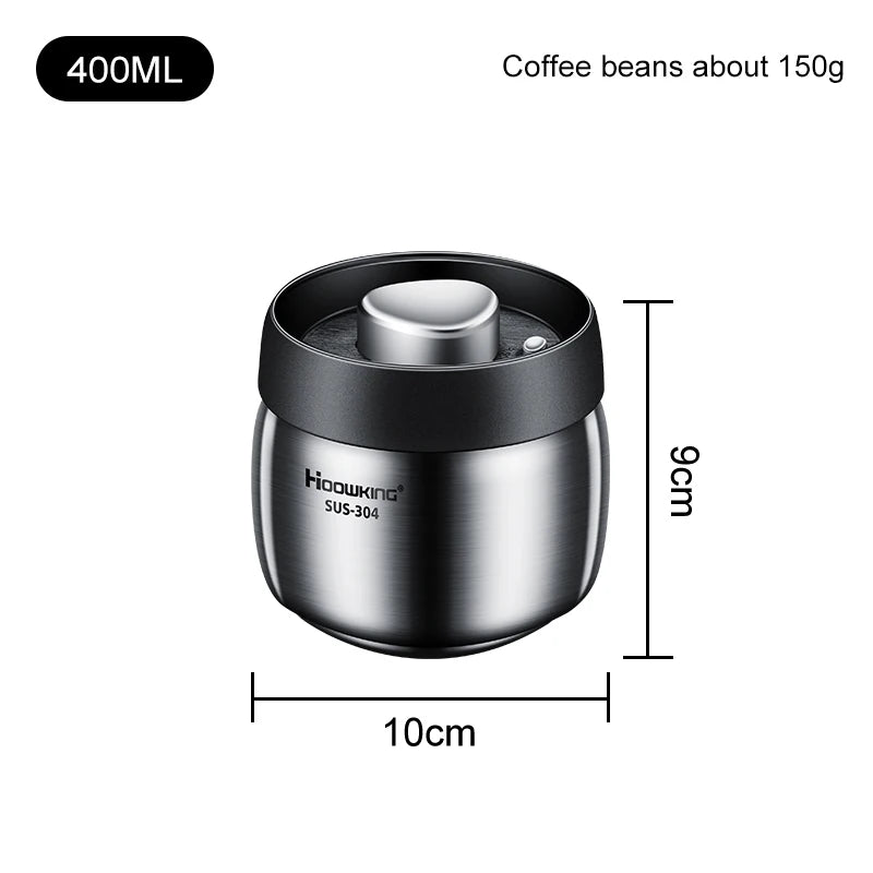 Stainless Steel Coffee Canister – Airtight Vacuum Seal for Fresh Food Storage