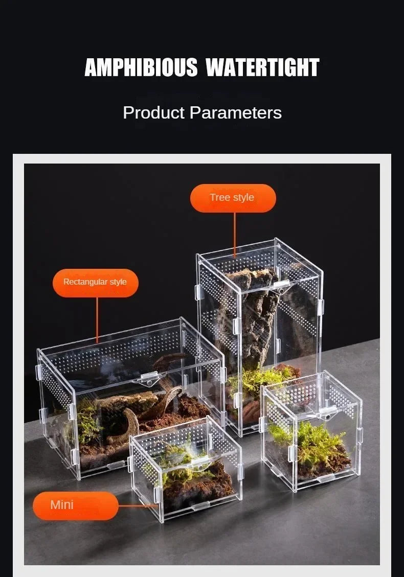 Acrylic Reptile Terrarium – Nano Arboreal Enclosure for Spiders and Insects