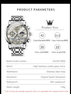 Quartz Chronograph Watch – Moon Phase Luminous Wristwatch for Men