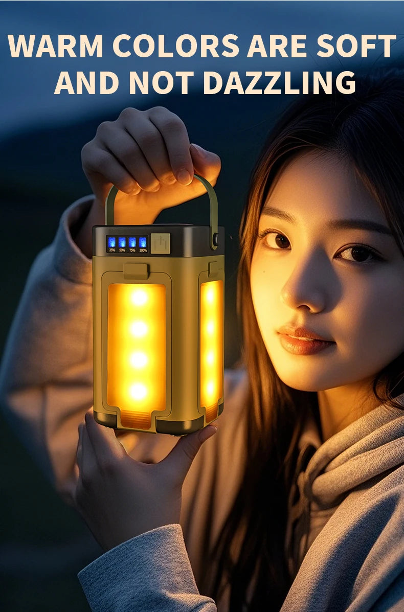 Foldable Solar Camping Light – 2000mAh Power Bank for Outdoor Hiking Tent