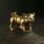 Pure Brass Pig Figurine – 3.3cm Chinese Zodiac Statue for Home Decor
