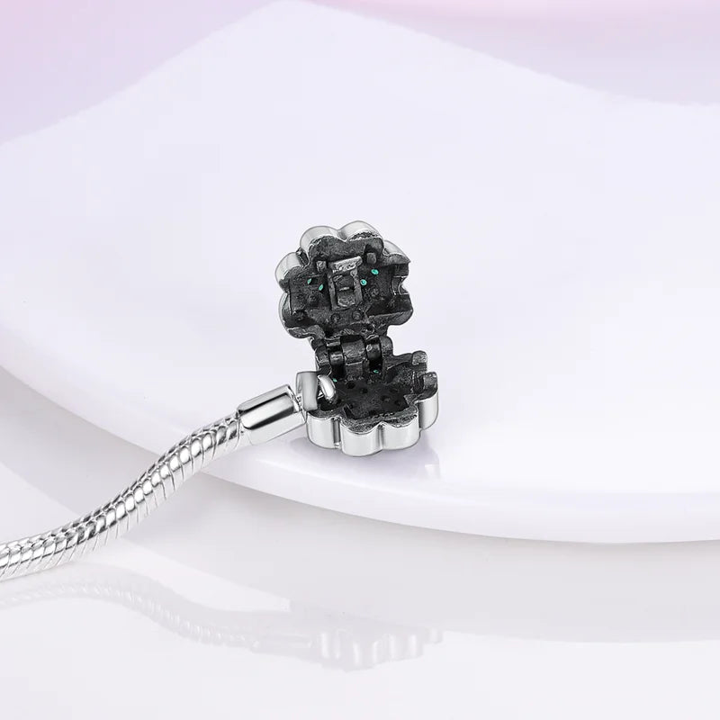 925 Sterling Silver Charm Bracelet – Adjustable Green Zircon for Birthday Gifts