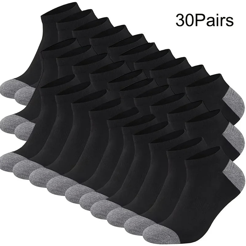 Color Block Boat Socks – Breathable Low Cut Ankle Socks for Men