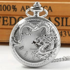 Vintage Hollow Chinese Dragon Pocket Watch – Roman Numeral Necklace Gift