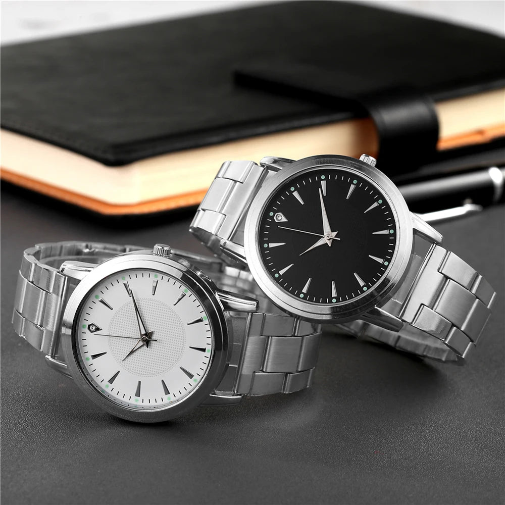 Stainless Steel Couple Watch – Silver Mesh Quartz for Fashion Accessories