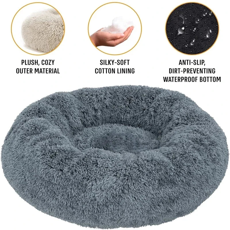 Round Plush Pet Bed – Soft Warm Sleeping Mat for Large Dogs and Cats