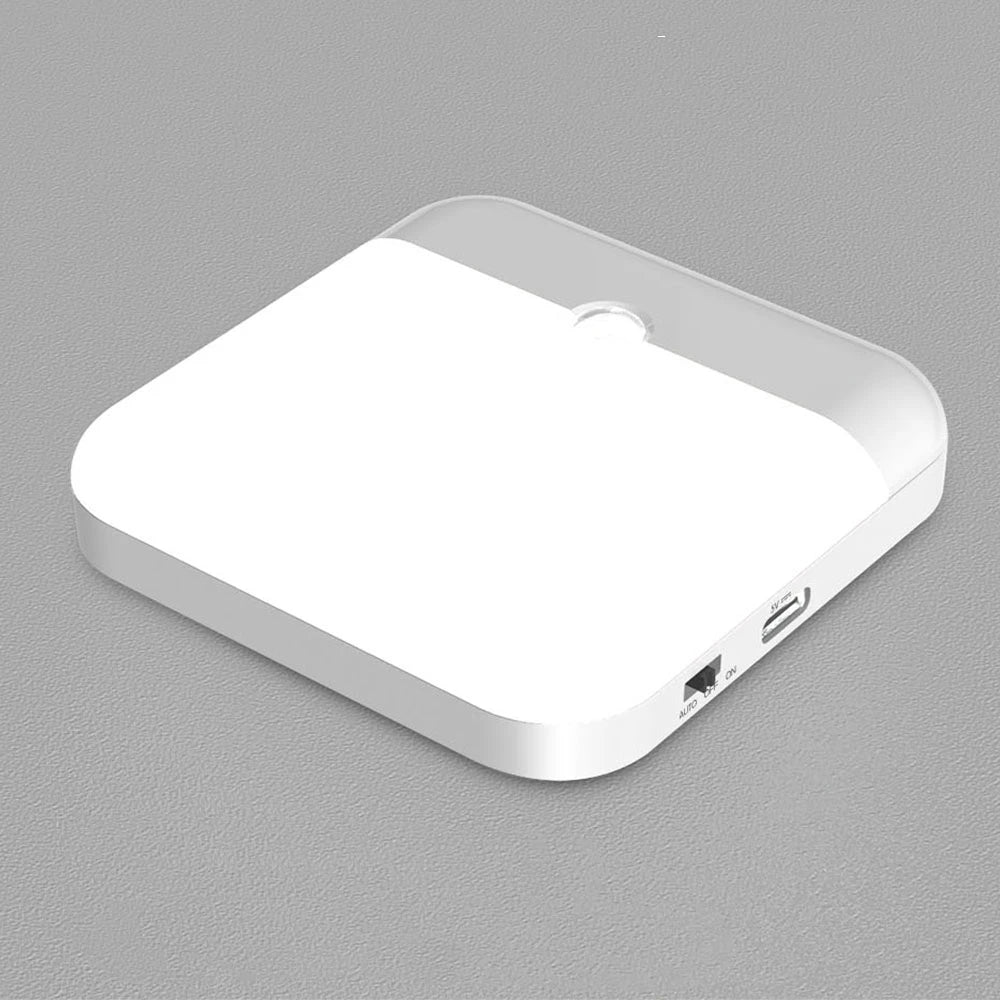 Motion Sensor LED Square Lamp – USB Rechargeable Light for Bedroom and Kitchen