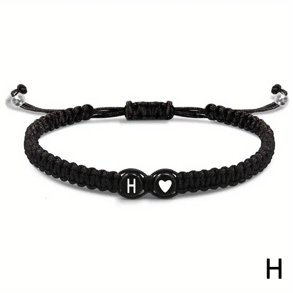 Initial Heart Braided Bracelet – Adjustable A-Z Friendship Jewelry for Gifts
