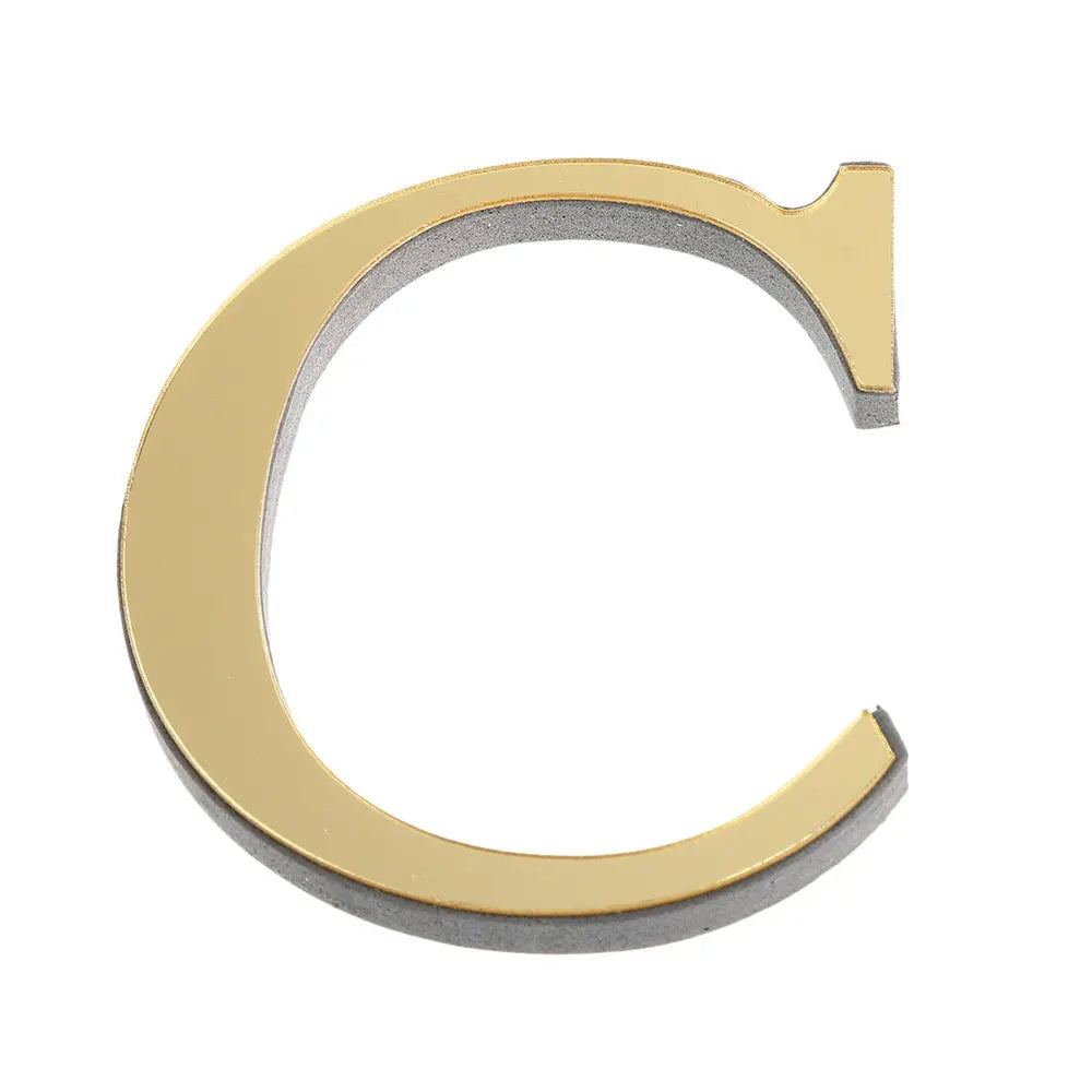 3D Gold Acrylic Letter Wall Stickers – Self-Adhesive Alphabet Home Decor