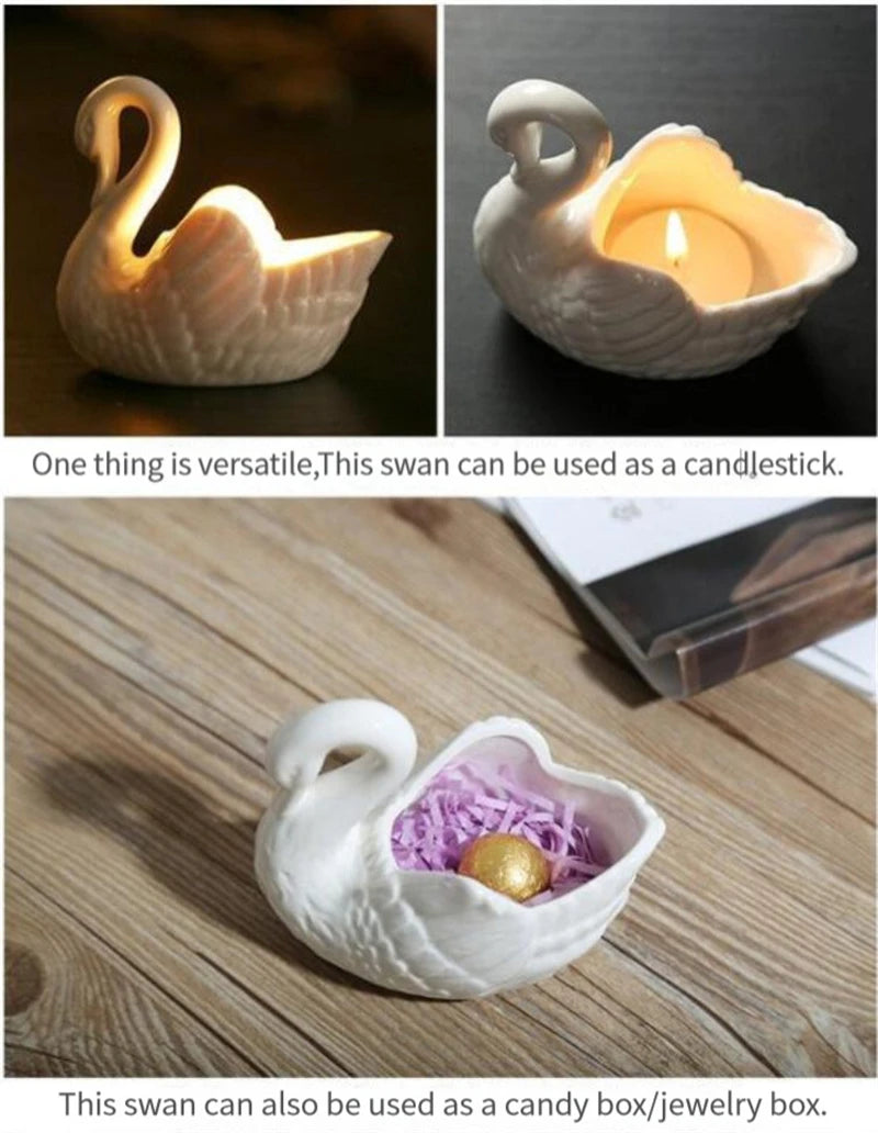 Swan Shaped Ceramic Pot – Multi-function Decor for Jewelry and Candy