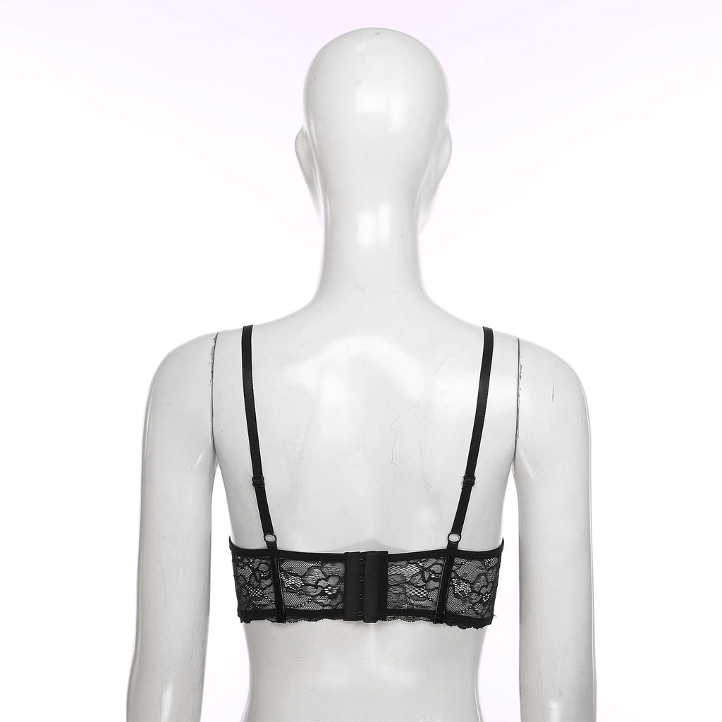 Wetlook Leather Push Up Bralette – Underwire Lace Lingerie for Sexy Cosplay