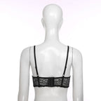 Wetlook Leather Push Up Bralette – Underwire Lace Lingerie for Sexy Cosplay