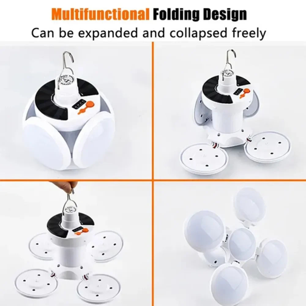 Portable Solar LED Folding Lantern – USB Rechargeable for Camping Emergency