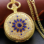 Emerald Diamond Pocket Watch Necklace – Luxury Gold Pendant for Gift