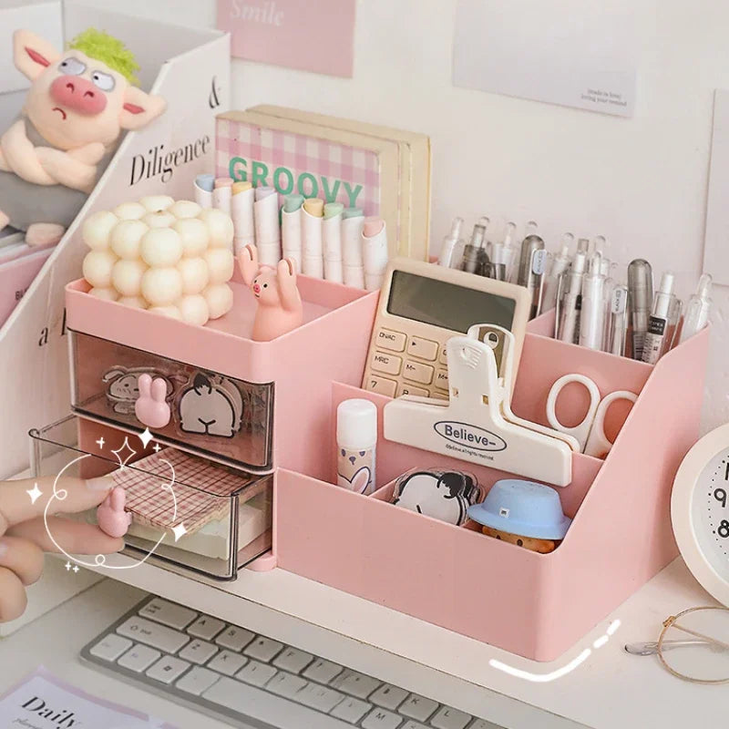Transparent Desktop Organizer – Multi-Drawer Storage for Office Stationery