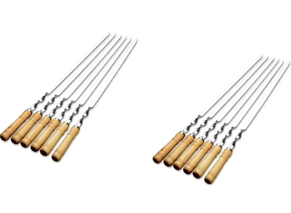 Stainless Steel BBQ Skewers – 55cm Long Handle Grill Sticks for Outdoor Cooking