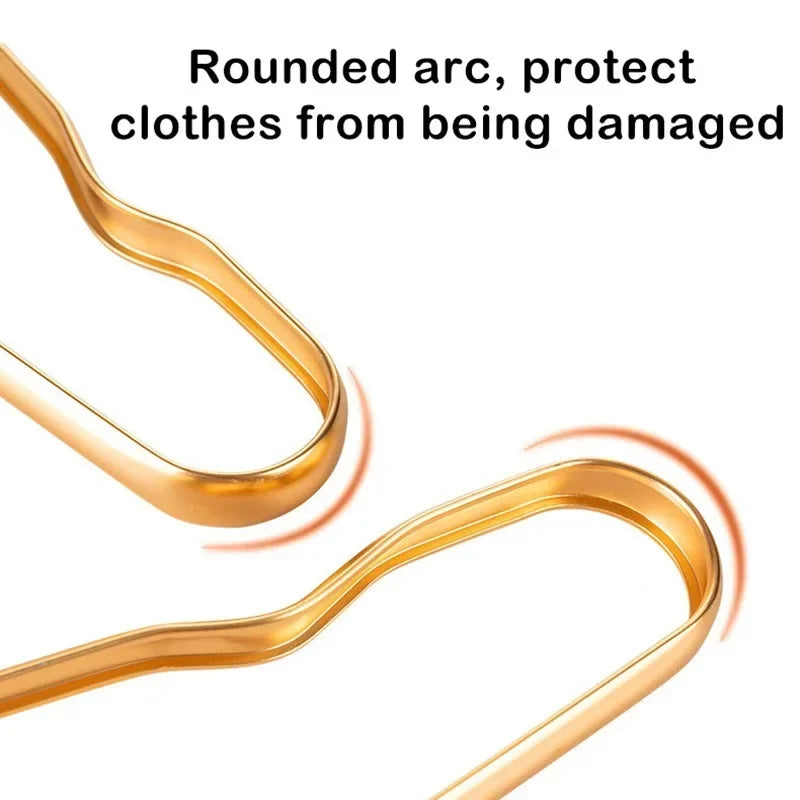 Golden Aluminum Alloy Coat Hangers – Durable Wardrobe Storage Organizer