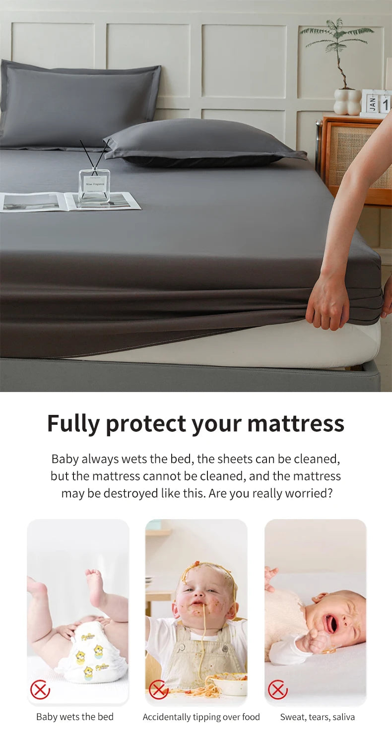 Waterproof Fitted Mattress Protector – Elastic Bed Cover for Home Bedding