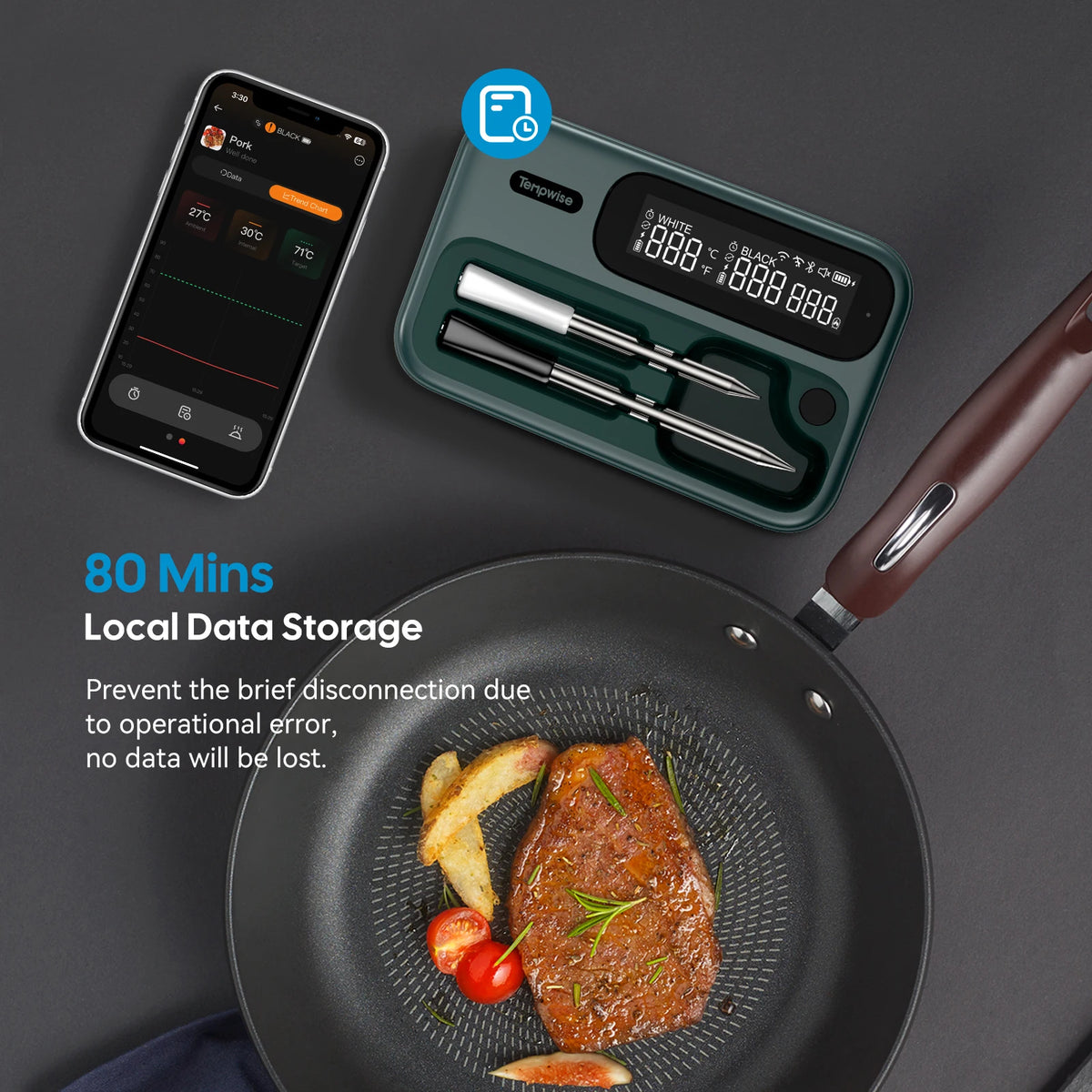 Wireless Meat Thermometer – WiFi and Bluetooth BBQ Probe for Cooking