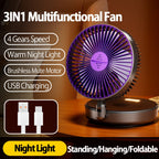 Rechargeable 3-in-1 Portable Fan – Multifunctional Cooling for Home and Travel