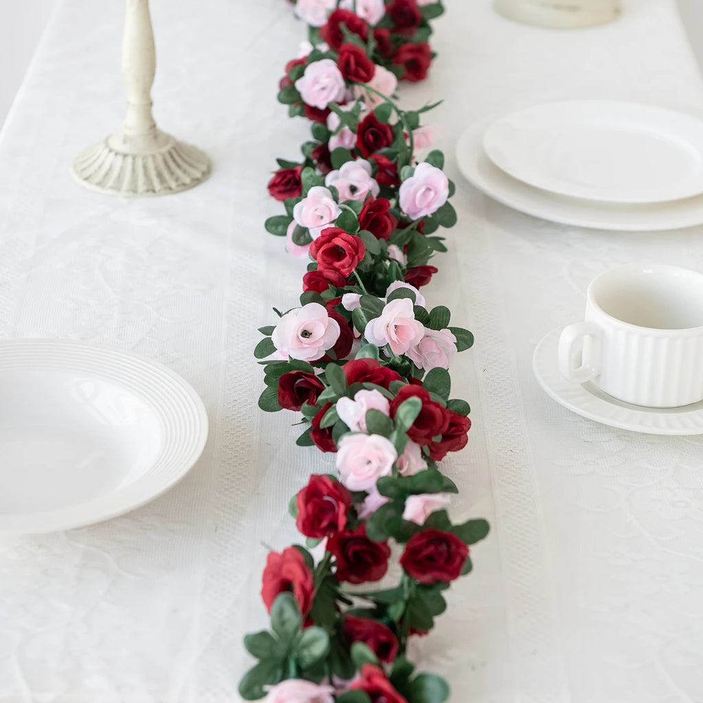 Artificial Rose Vine – 250cm Silk Flower Garland for Wedding Home Decor