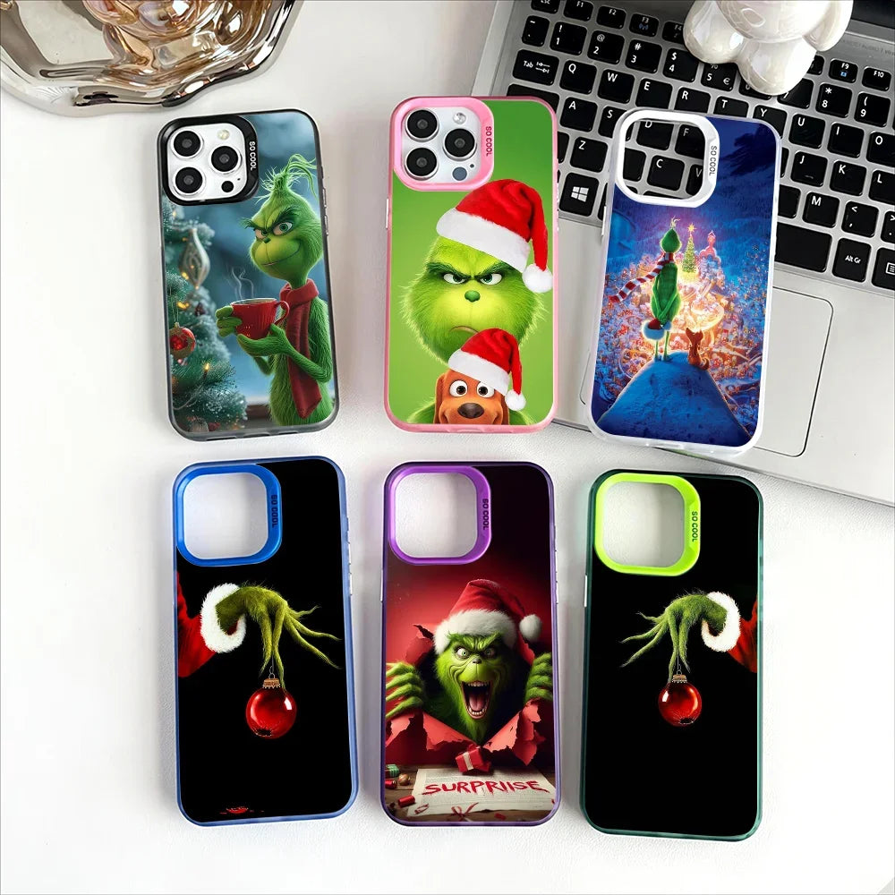 Grinch Christmas Phone Case – Plated Protective Cover for iPhone 11-16 Pro