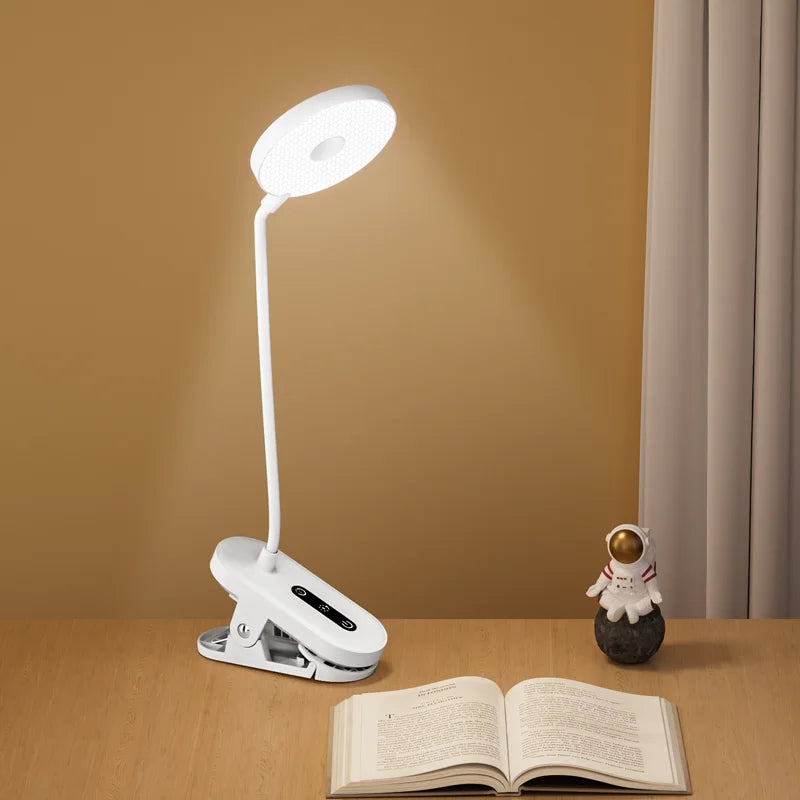 Clip-On LED Desk Lamp – Dimmable Eye-Protection Light for Reading and Study