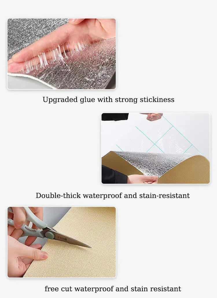 Self-Adhesive 3D Foam Wallpaper – Waterproof Linen Texture for Wall Renovation
