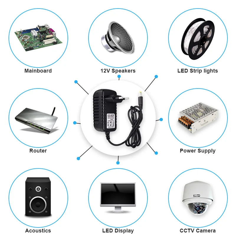 Universal LED Power Supply Adapter – Multi-Voltage Transformer for CCTV