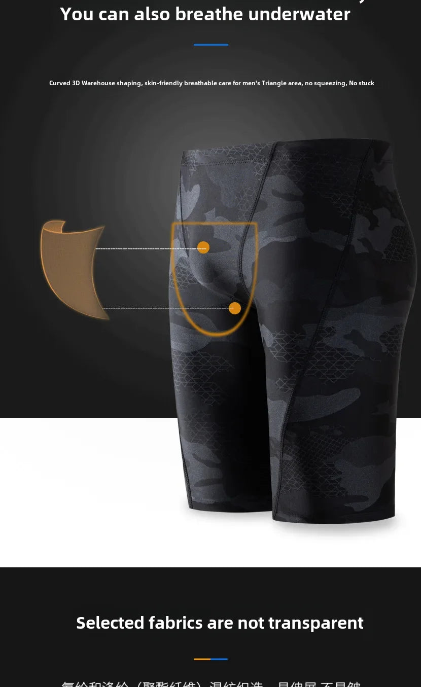 Camouflage Swim Trunks – Breathable Loose-fit Boardshorts for Men