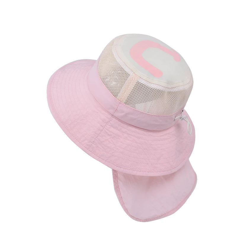 Kids Sunshade Fishing Hat – Breathable Wide Brim Shawl for Outdoor Summer