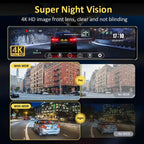 12-Inch 4K Mirror Dash Cam – Wireless CarPlay Android Auto for Car Navigation