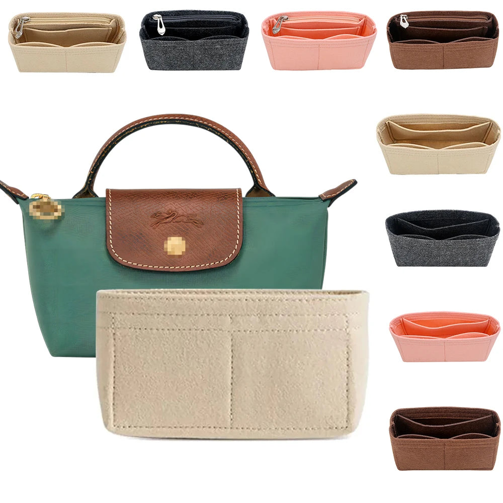 Felt Handbag Organizer – Liner Insert for Longchamp Small Tote Bags