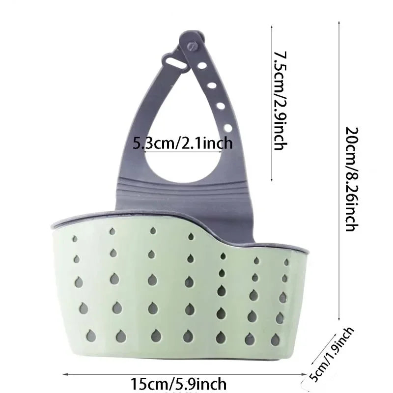 Adjustable Rubber Sink Caddy – Hanging Faucet Basket for Kitchen Organization