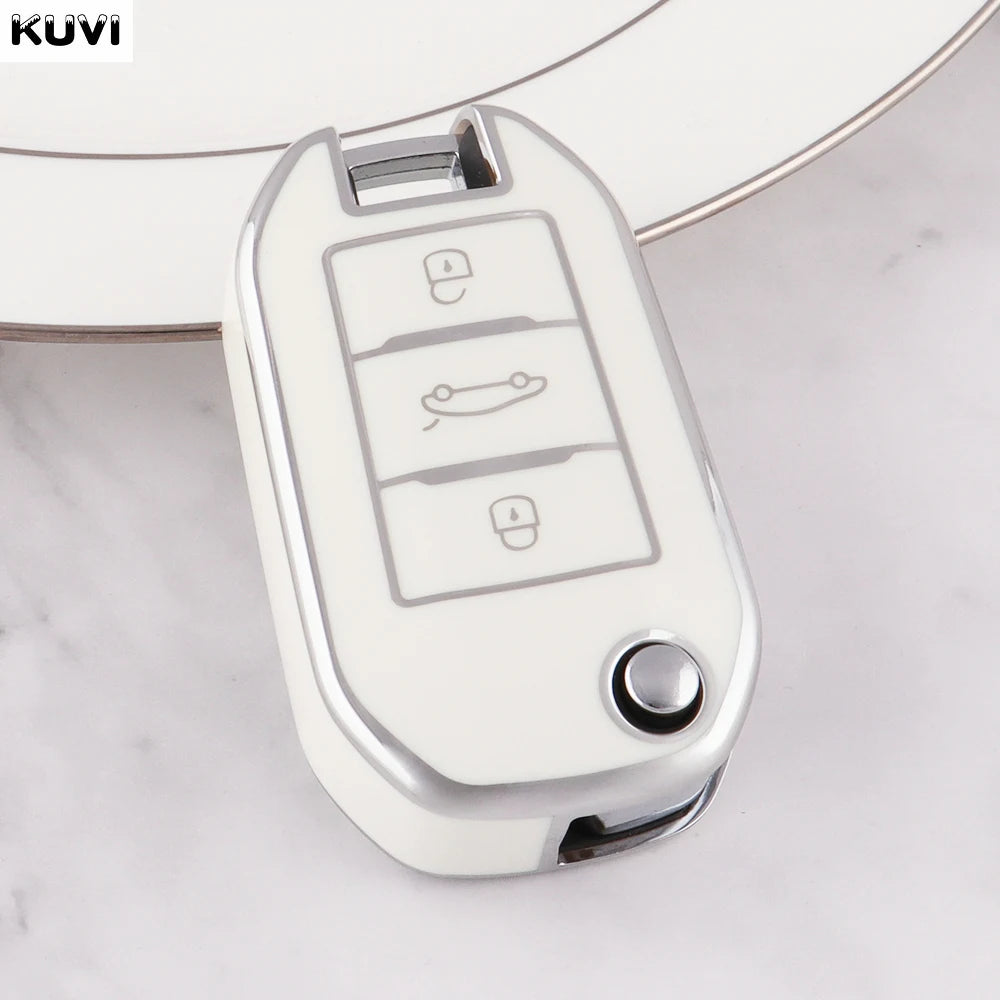 TPU Car Flip Key Case – Protective Shell for Peugeot and Citroen Accessories