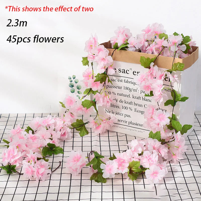 1.8m Silk Cherry Blossom Garland – Artificial Floral Vine for Wedding Decor