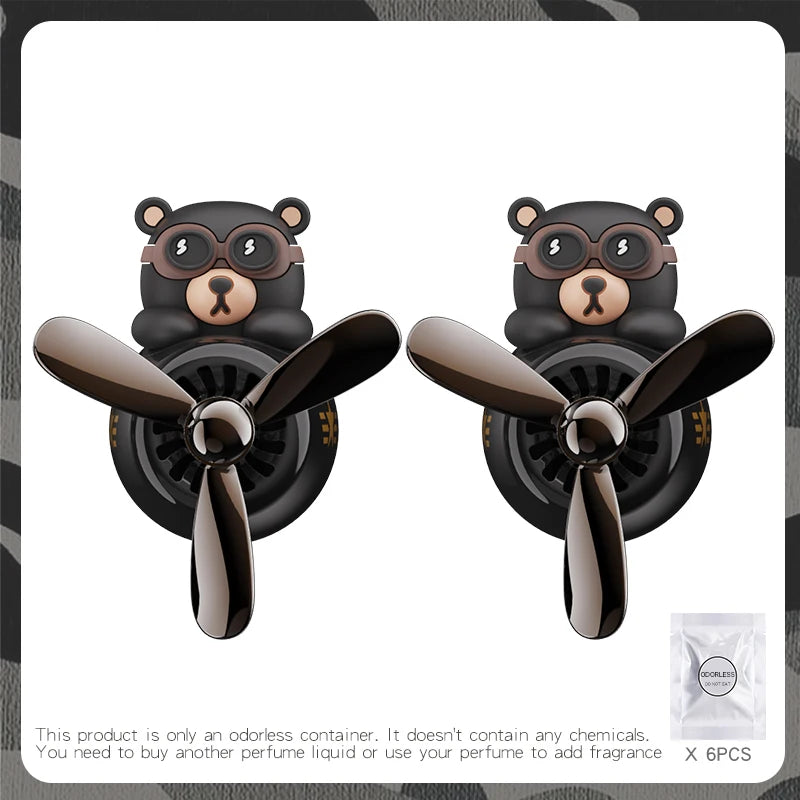 Pilot Bear Car Air Freshener – Cartoon Vent Clip for Interior Decoration