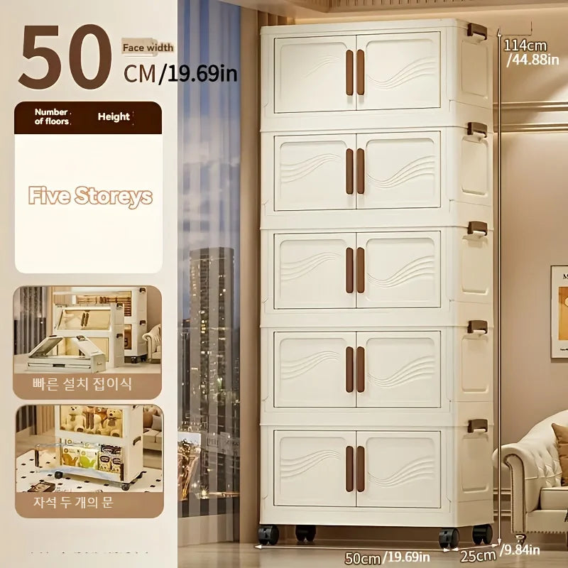 Foldable Storage Box with Clear Door – Stackable Organizer for Home Decluttering