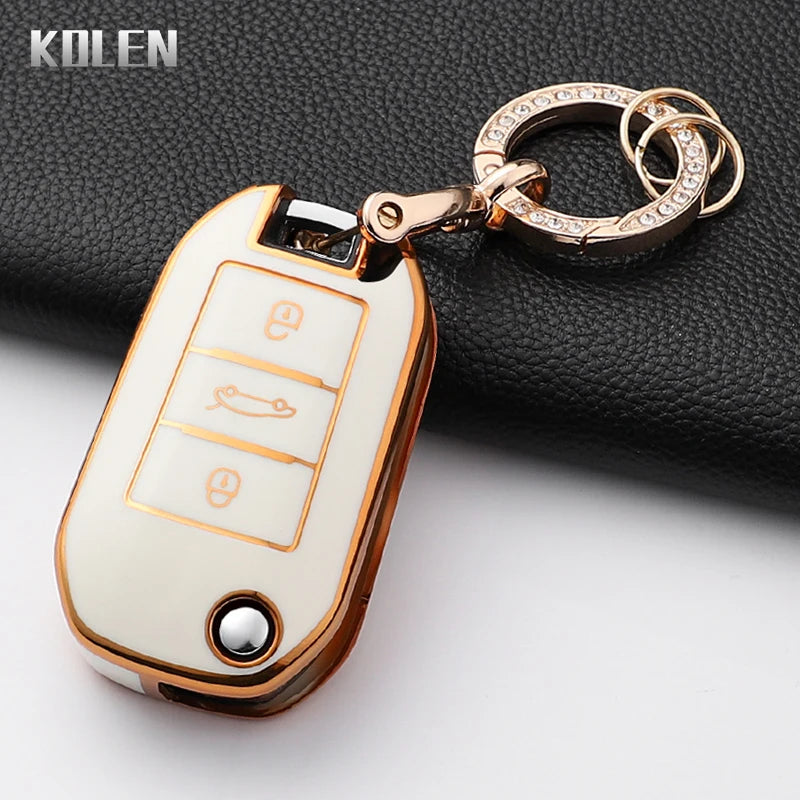 TPU Car Key Case Cover – Protective Keychain for Peugeot and Citroen Models
