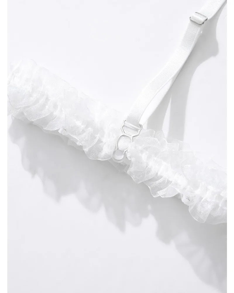 Pink Lace Bodysuit – Bow Knot Perspective Lingerie for Sexy Cosplay