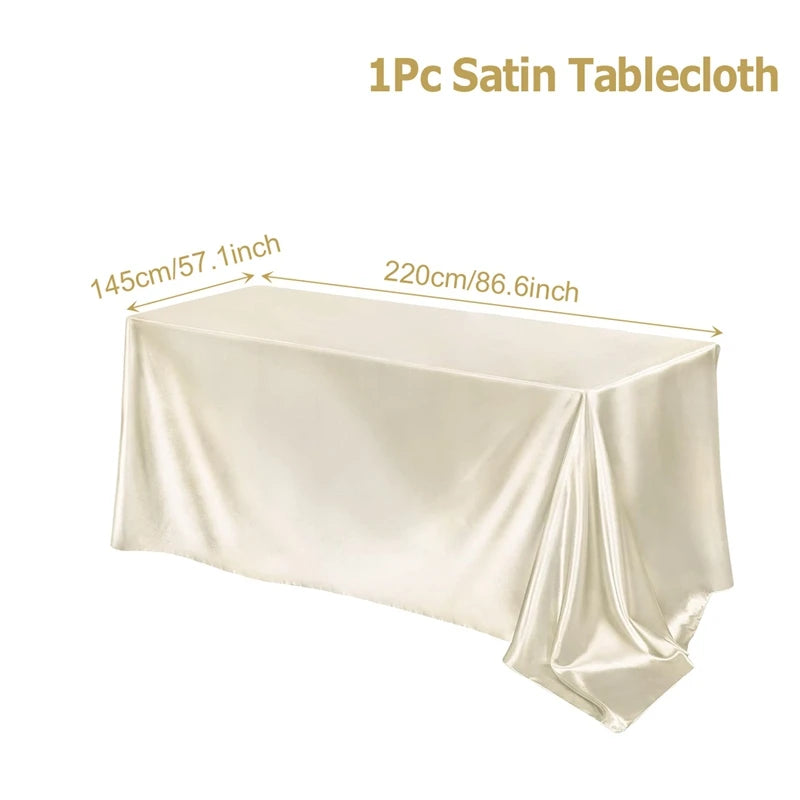 Satin Rectangle Tablecloth – Smooth Solid Color Cover for Wedding Parties
