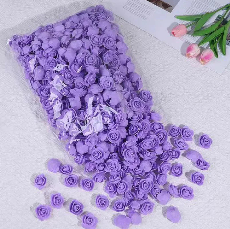 Mini PE Foam Rose Heads – Artificial Flowers for DIY Wedding Party Decor