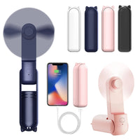 Portable Handheld Cooling Fan – USB Rechargeable Power Bank for Travel